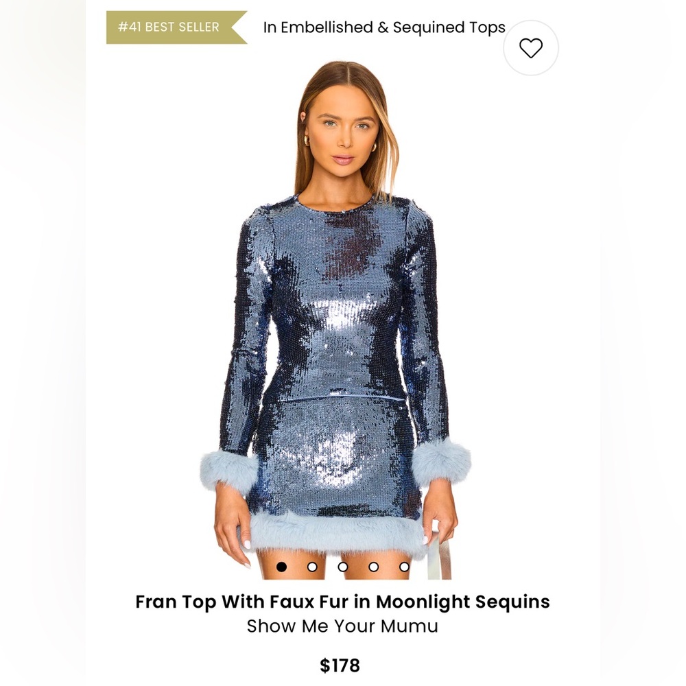 Show me your Mumu - blue sequin and fur top - size L - worn once